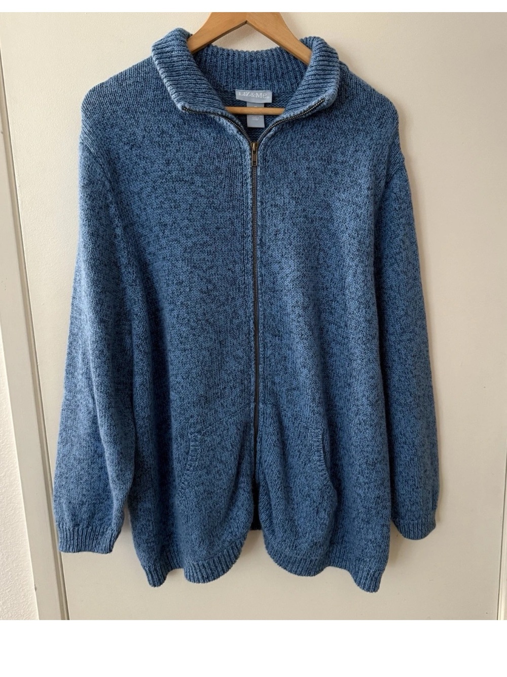 Liz & Me Zip Front Cardigan Blue Size 1X